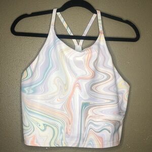 Old Navy White and Pink Powersoft Athletic Crop Top